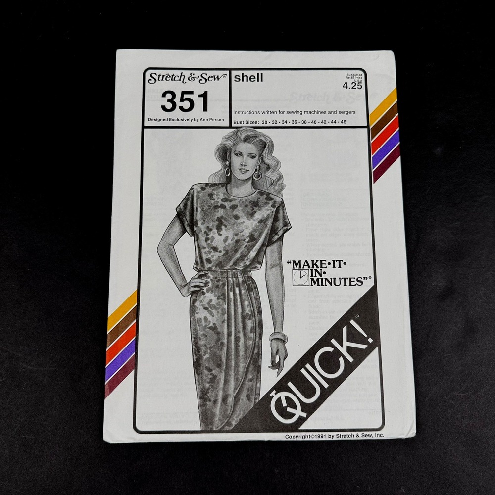 Vintage 90s UNCUT Women Shell Short Sleeve Top Shirt Sewing Pattern Ann Person